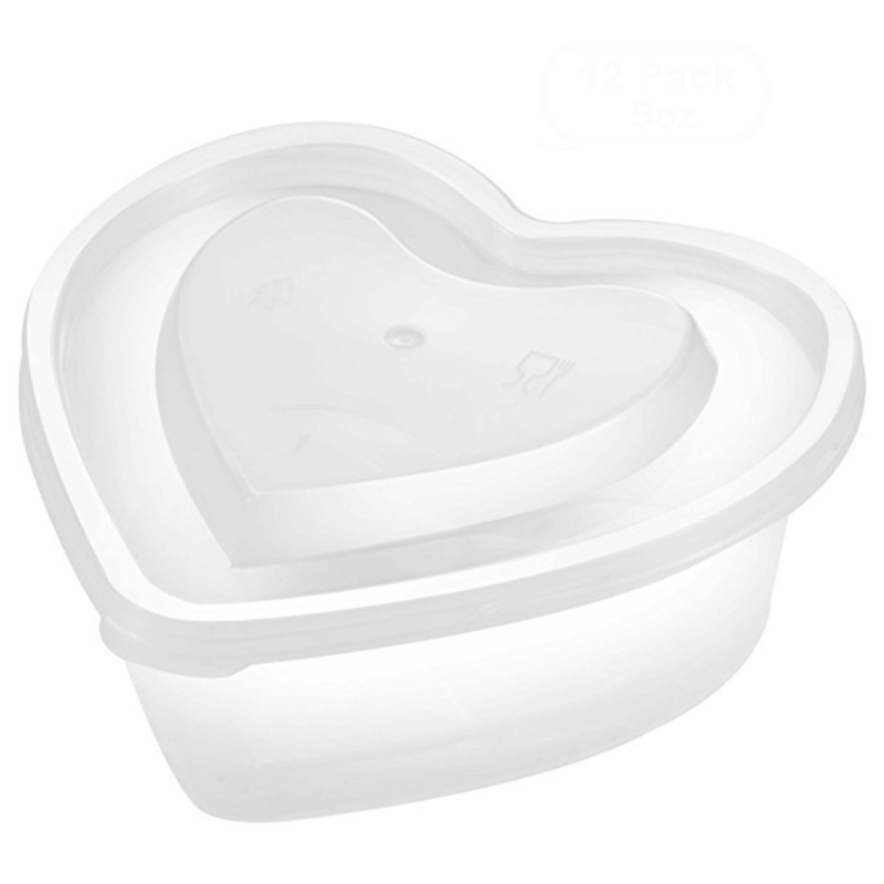 LJY 16 Pieces 5.1 oz Heart Shaped Slime Foam Ball Storage Containers Large  Capacity Plastic Box
